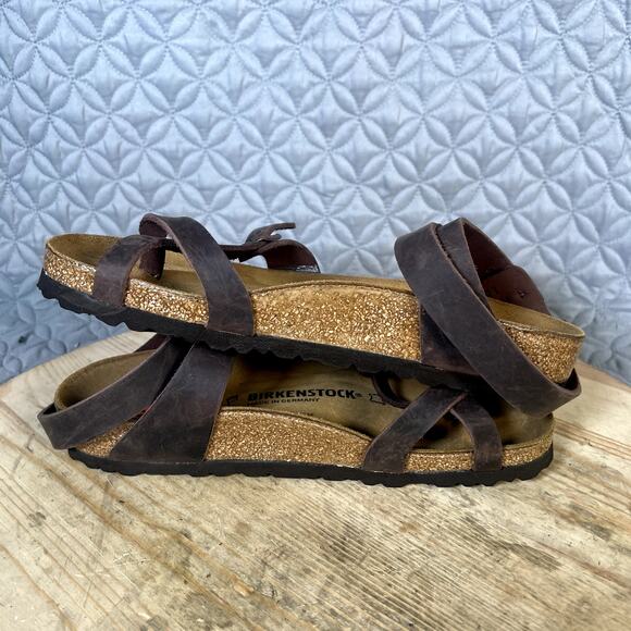 Birkenstock Sandals Women's 7 (38) Yara Brown Oiled Leather NWT - Picture 7 of 8